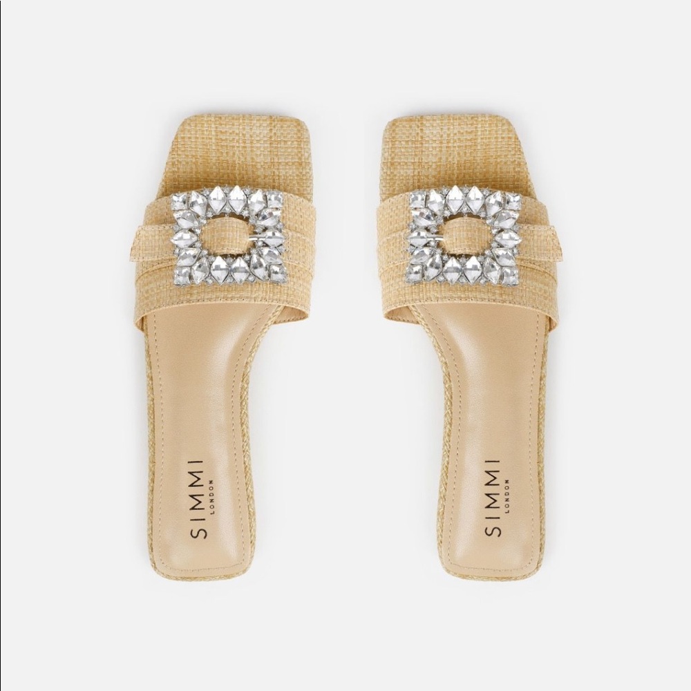 Simmi Jeweled Raffia Sandals